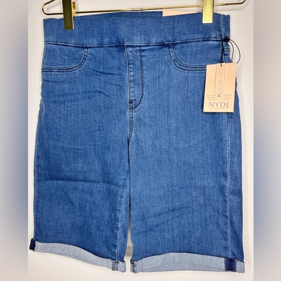 Nwt NYDJ Double Roll Cuff Bermuda Mid Rise Pull-On Shorts Size 6 - Picture 5 of 11